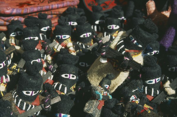 MEXICO, Chiapas, San Cristobal, "Zapatista, subcomandante Marcos. Dolls on sale in a street market."
