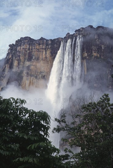 VENEZUELA, Bolivar State, Canaima national park, Angel Falls the worlds highest waterfalls.