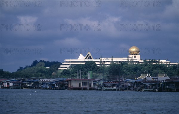 BRUNEI, Architecture, "View towards Istana Nurul Iman, the Sultan’s Palace beside the Brunei River on the outskirts of Bandar Seri Begawan"