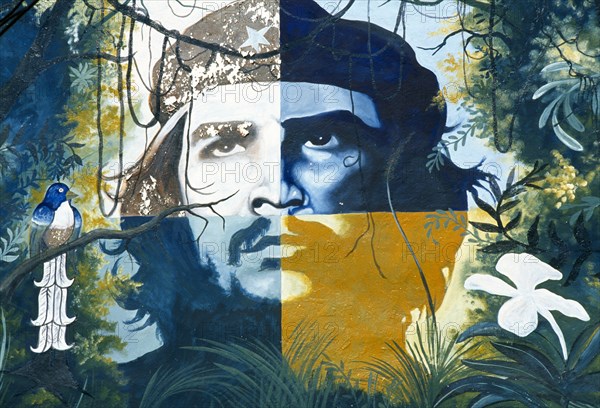 CUBA, Holguin, Mural of Che Guevara.