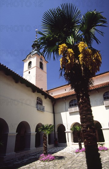 CROATIA, Kvarner, Rijeka, "Trsat cloisters of Franciscan monastery The 15th century monastery adjoins the church of Our Lady of Trsat, one of the holiest places in Croatia. The walls of the cloisters depict the life of Jesus through a succession of frescoe"