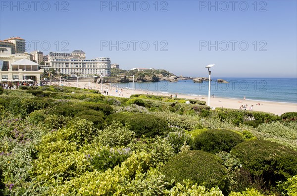 FRANCE, Aquitaine Pyrenees Atlantique, Biarritz, The Basque seaside resort on the Atlantic coast. The Grande Plage beach.