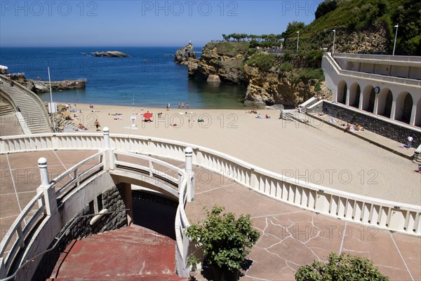 FRANCE, Aquitaine Pyrenees Atlantique, Biarritz, The Basque seaside resort on the Atlantic coast. The Plage de Port-Vieux beach