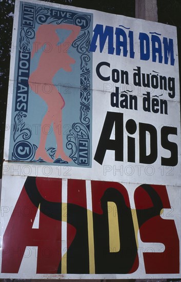 VIETNAM, South, Nha Trang, AIDS awareness poster.