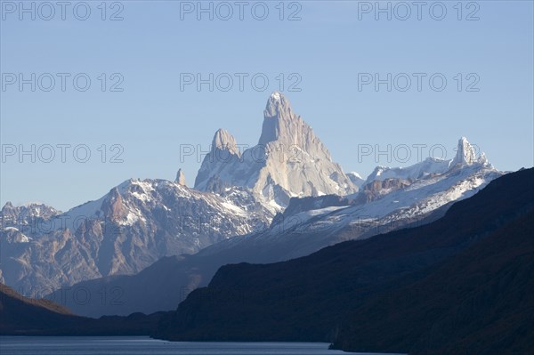 ARGENTINA, Lago del Desierto, El Chalten, Fitzroy mountains in background. Trek from Glacier Chico (Chile) to El Chalten (Argentina)