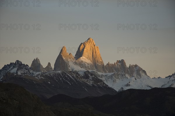 ARGENTINA, El Chalten, "Sunrise over Fitzroy mountain,.Trek from Glacier Chico (Chile) to El Chalten (Argentina) "