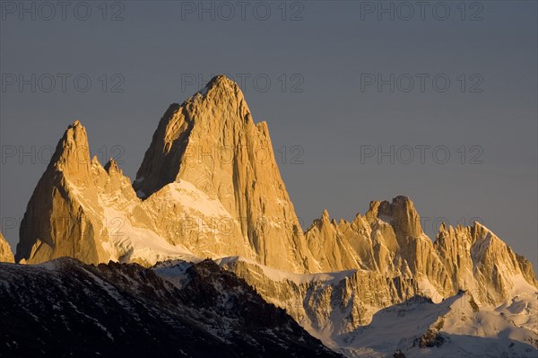 ARGENTINA, El Chalten, "Sunrise over Fitzroy mountain,.Trek from Glacier Chico (Chile) to El Chalten (Argentina) "
