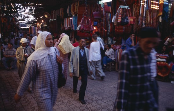 MOROCCO, Marrakech, Busy interior of souk.  Market