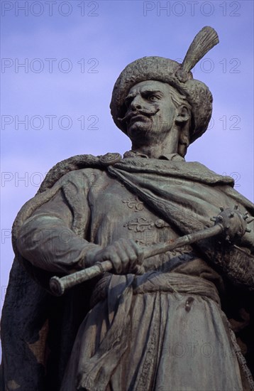 HUNGARY, Budapest, Heroes  Square erected to mark the 1000th anniversary of the Magyar conquest.  Statue on the Millennary Monument of great Hungarian leaders. Eastern Europe