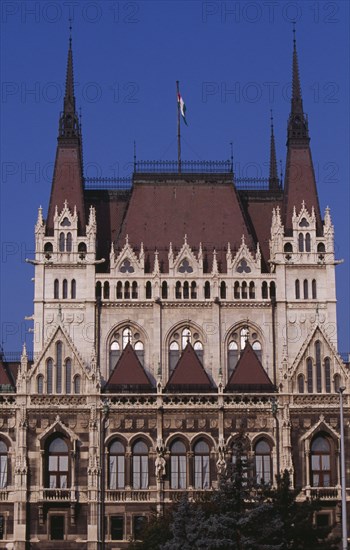 HUNGARY, Budapest, Exterior facade of Parliament building. Eastern Europe