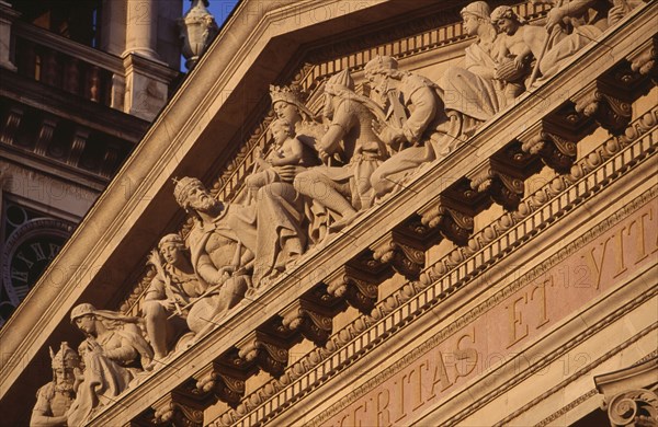 HUNGARY, Budapest, Basilica of St Stephen.  Detail of carved portico. Eastern Europe