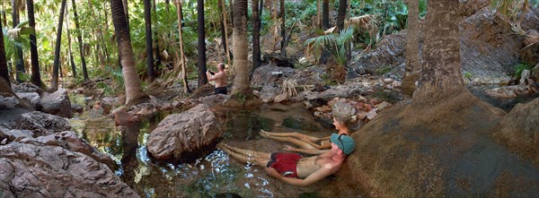 Australia, Western Australia, Near Kununurra, Panorama of the Zebedee Springs on El Questro Homestead