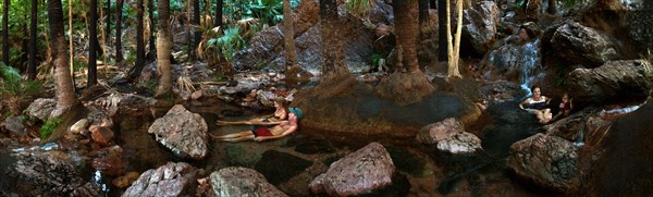 Australia, Western Australia, Near Kununurra, Panorama of the Zebedee Springs on El Questro Homestead