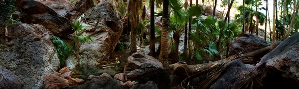 Australia, Western Australia, Near Kununurra, Panorama of the Zebedee Springs on El Questro Homestead