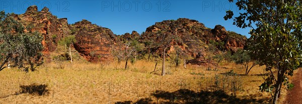 Australia, Western Australia, Kununurra, Panorama of the Mini Bungle Bungles