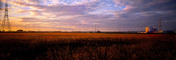 UK, Gloucester, Between Bristol & Gloucester, Oldbury Nuclear Power Station at Sunrise