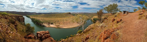 Australia, Western Australia, Kununurra, Panorama of Pentecost River - El Questro - Gibb River Road