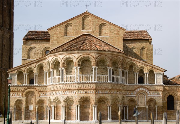 ITALY, Veneto, Venice, Murano Island The Colonnaded exterior of the 12th Century Basilica dei Santi Maria e Donato