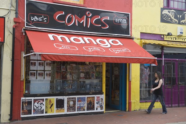 ENGLAND, East Sussex, Brighton, "Dave’s Comic shop in Sydney Street, North Laines area."