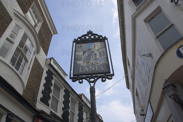 ENGLAND, East Sussex, Brighton, Sign marking the entrance to the Lanes shopping area.