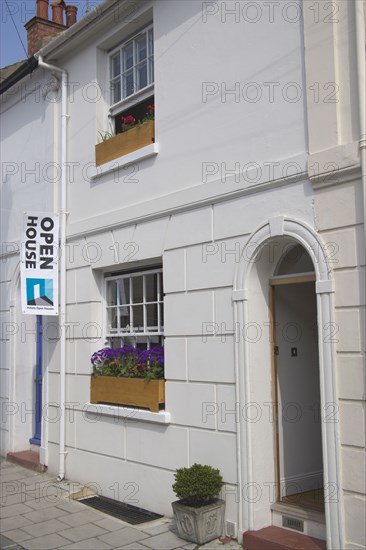 ENGLAND, East Sussex, Brighton, "Open house for Brighton fesitval, with colourful flowers in window boxes."