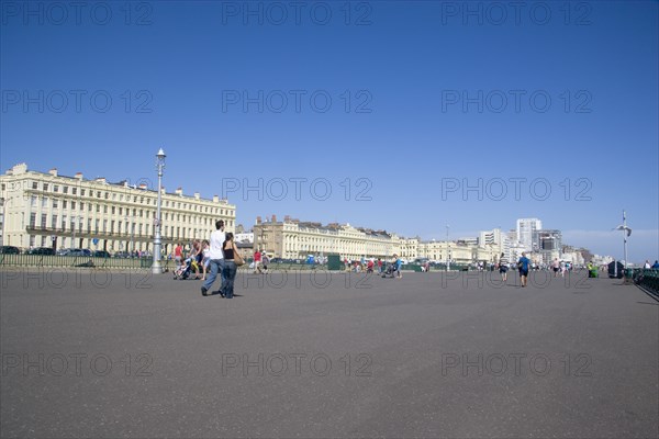 ENGLAND, East Sussex, Brighton, Empty promenade at Hove lawns