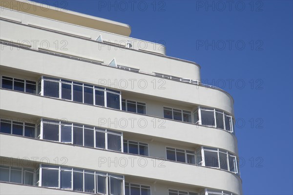 ENGLAND, East Sussex, Brighton, Embassy Court restored Art Deco apartment block on the sea front.