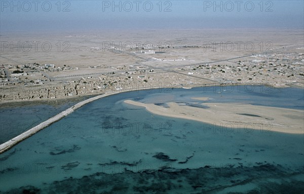 QATAR, Architecture, Coastal town with the desert beyond