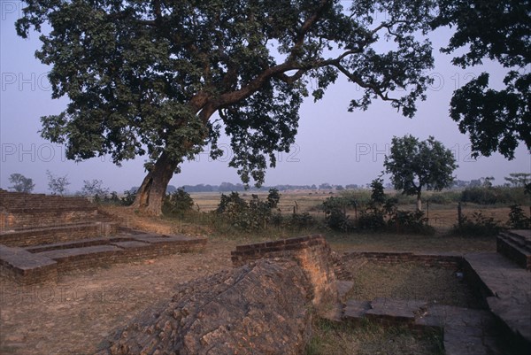NEPAL, Lumbini, Historic site said to be the birthplace of Buddha.  Ruins of the old palace where he grew up and the East gate which he walked through whilst renouncing his life.