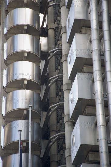 ENGLAND, London, Detail of the Exterior of  the Lloyds of London building designed by Arhitect Sir Norman Foster.