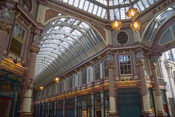 ENGLAND, London, Leadnhall market in the middle of the City financial district.