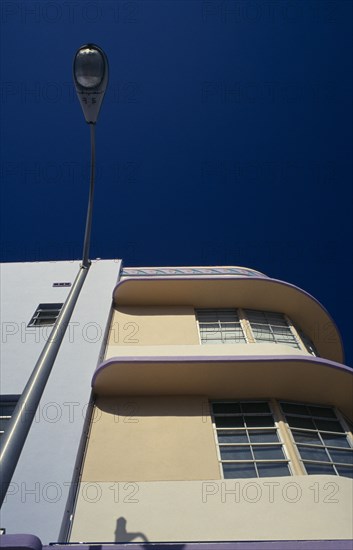USA, Florida, Miami, South Beach. Detail of Art Deco Marlin Hotel exterior