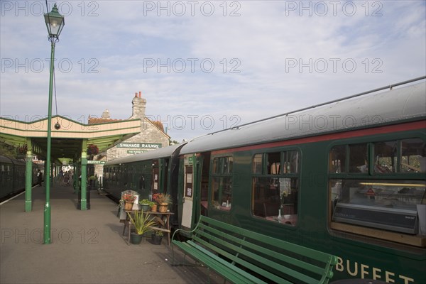 ENGLAND, Dorset, Swanage, Steam Railway Station. Buffet carriage