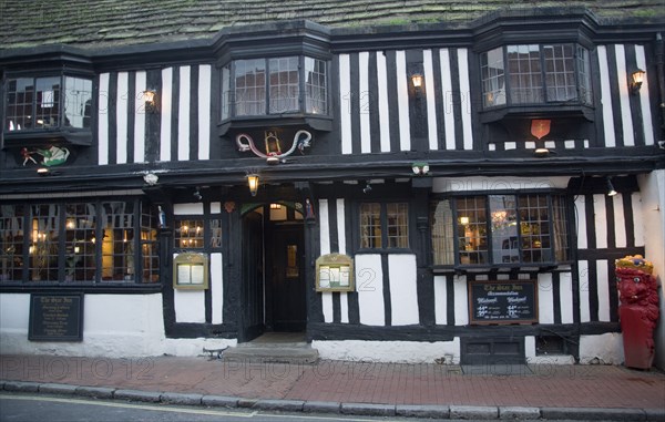 ENGLAND, East Sussex, Alfriston, Exterior of the Star pub and restaurant in the high street.