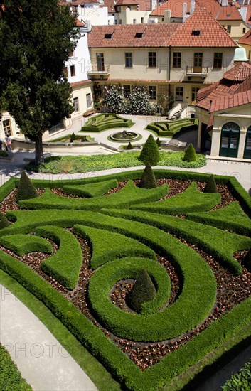 CZECH REPUBLIC, Bohemia, Prague, The Vrtba Gardens in the Little Quarter with pattern cut in box hedging