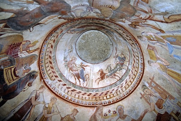 BULGARIA, Kazanlak, "Reproduction ceiling fresco, Thracian Tomb Museum."