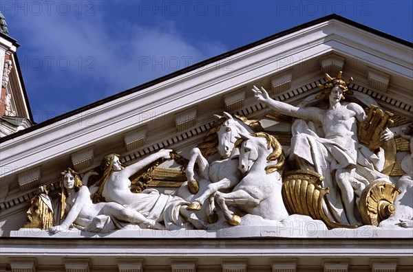 BULGARIA, Sofia, "Ivan Vazaov National Theatre, Apollo of the Muses carving."