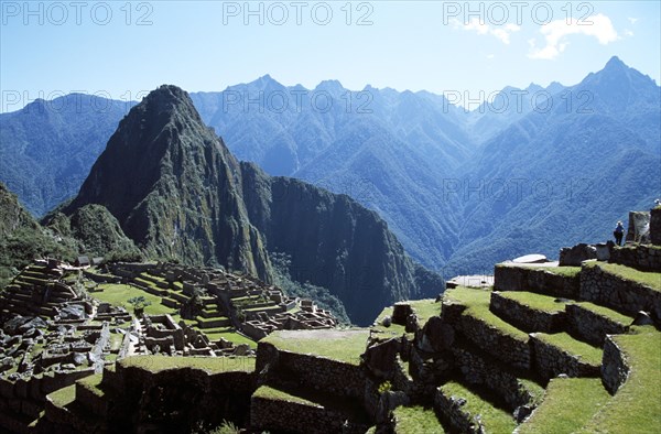 PERU, Cusco Department, Machu Picchu, "Inca ruins, terraces and Huayna Picchu."