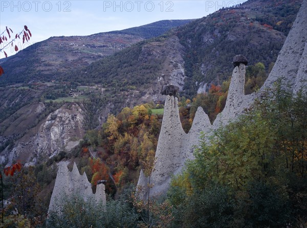 SWITZERLAND, Valais, Val d ‘Herens, Pyramides d’ Euseigne