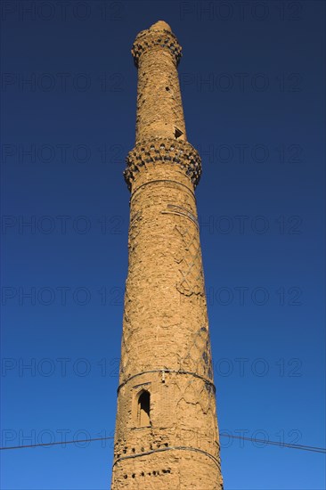 AFGHANISTAN, Herat, "The Mousallah Complex, Minaret One of several minarets in this complex, this one stands by Gaur Shad 's Mausoleum with a mortar hole in it, ,another one also near the mausoleum is partly destroyed and four stand marking the corners of the long gone Madrassa built by Sultan Husain Baiquara last of the Timurid rulers Six other minarets were demolished by British troops in 1885, and 3 were destroyed by earthquakes"