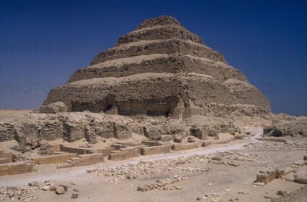 EGYPT, Cairo Area, Saqqara, Step Pyramid of Djoser built for 3rd Dynasty King Djoser by architect and high priest Imhotep in 27 BC.