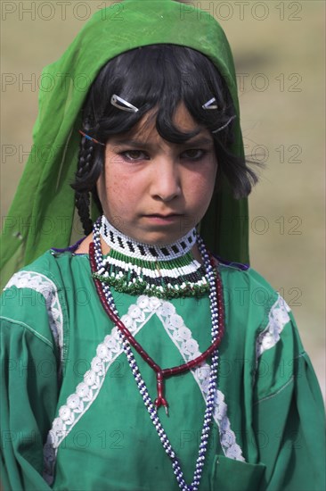 AFGHANISTAN, Ghor Province, Pal-Kotal-i-Guk, "Aimaq nomad camp, Aimaq girl