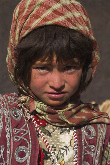 AFGHANISTAN, Ghor Province, Pal-Kotal-i-Guk, "Aimaq nomad camp, Aimaq girl