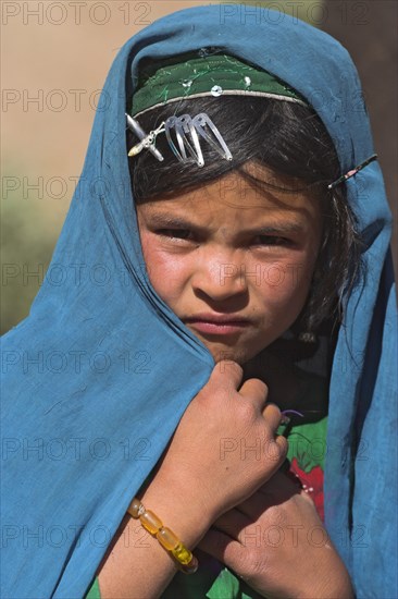 AFGHANISTAN, Ghor Province, Pal-Kotal-i-Guk, "Aimaq nomad camp, Aimaq girl