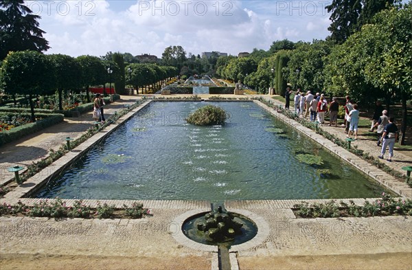 SPAIN, Andalucia, Cordoba, "Fortress of the Christian Kings, Ponds in the gardens of Alcazar de los Reyes Cristianos."