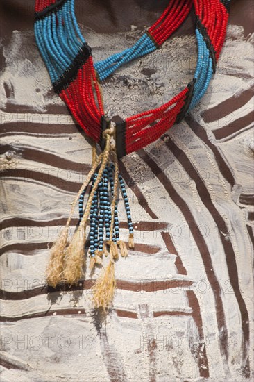 ETHIOPIA, Omo Valley, Mago National Park, Karo tribe body decoration and jewellery.