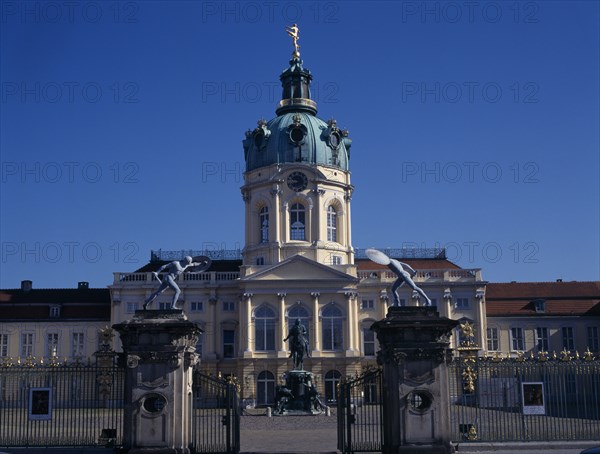 GERMANY, Berlin, Charlottenburg Palace. Front exterior seen from entrance gates