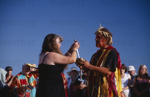 ENGLAND, East Sussex, Eastbourne, Pagans celebrating the Lammas Day festival in August.