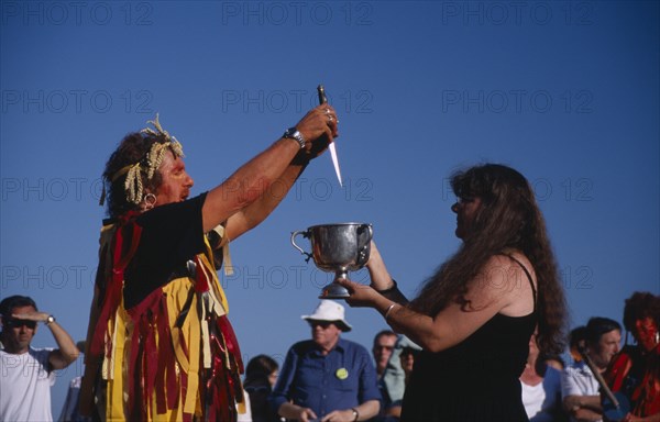 ENGLAND, East Sussex, Eastbourne, Pagans celebrating the Lammas Day festival in August.