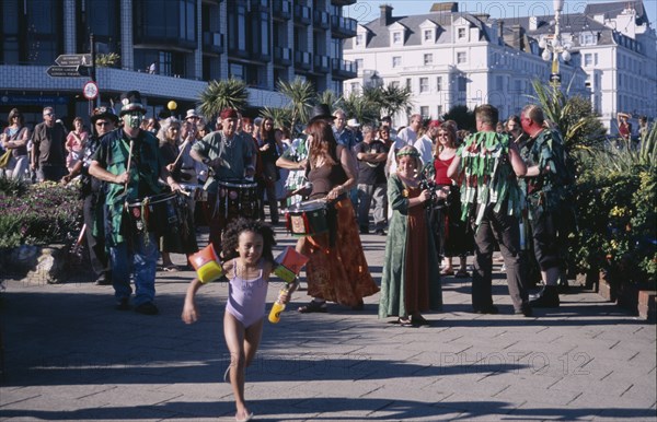 ENGLAND, East Sussex, Eastbourne, Pagans celebrating the Lammas Day festival in August.